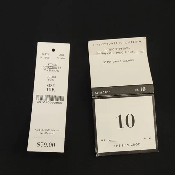 White House Black Market Black Slim Crop Pants, Size 10. - Picture 14 of 16